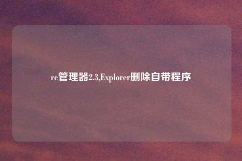 re管理器2.3,Explorer删除自带程序