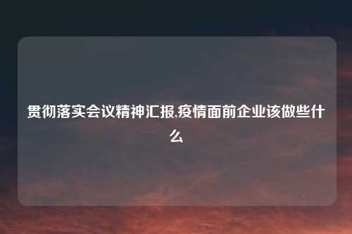 贯彻落实会议精神汇报,疫情面前企业该做些什么