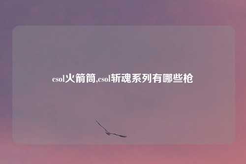 csol火箭筒,csol斩魂系列有哪些枪