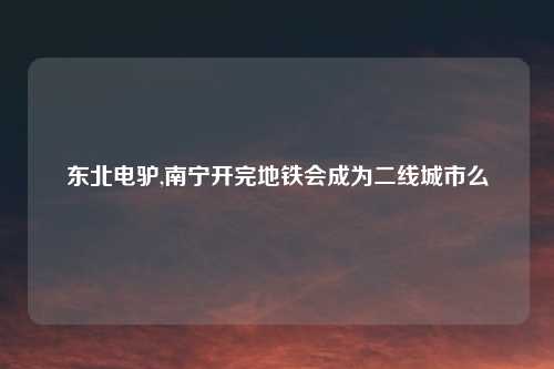 东北电驴,南宁开完地铁会成为二线城市么