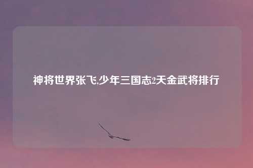 神将世界张飞,少年三国志2天金武将排行