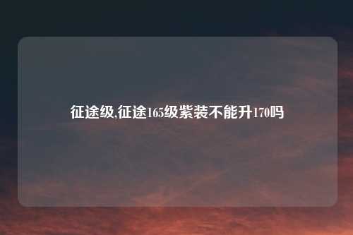 征途级,征途165级紫装不能升170吗