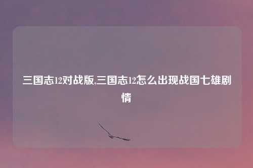 三国志12对战版,三国志12怎么出现战国七雄剧情