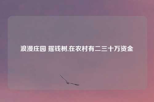 浪漫庄园 摇钱树,在农村有二三十万资金