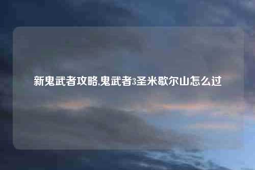 新鬼武者攻略,鬼武者3圣米歇尔山怎么过