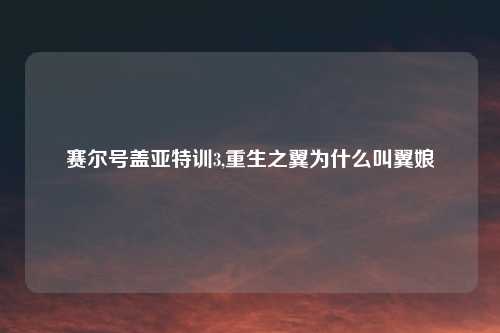 赛尔号盖亚特训3,重生之翼为什么叫翼娘