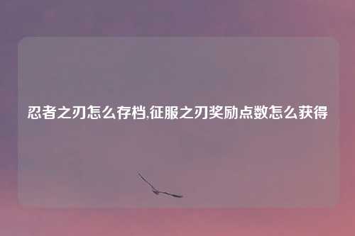 忍者之刃怎么存档,征服之刃奖励点数怎么获得