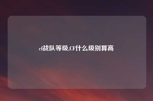 cf战队等级,CF什么级别算高