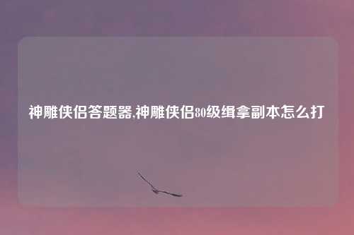 神雕侠侣答题器,神雕侠侣80级缉拿副本怎么打