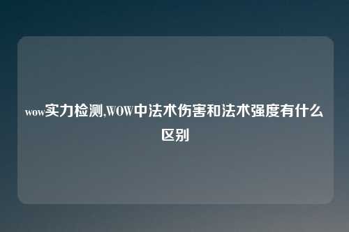 wow实力检测,WOW中法术伤害和法术强度有什么区别