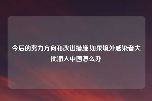 今后的努力方向和改进措施,如果境外感染者大批涌入中国怎么办