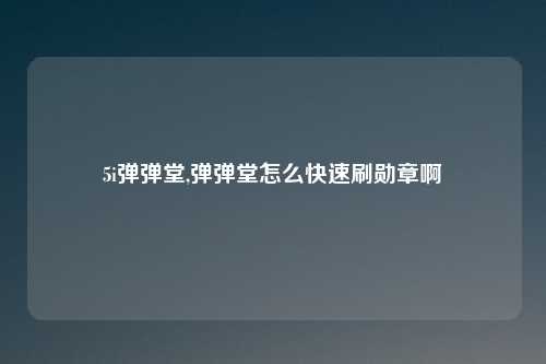 5i弹弹堂,弹弹堂怎么快速刷勋章啊