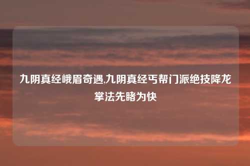 九阴真经峨眉奇遇,九阴真经丐帮门派绝技降龙掌法先睹为快