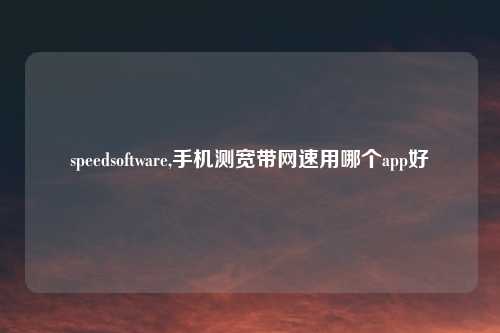 speedsoftware,手机测宽带网速用哪个app好