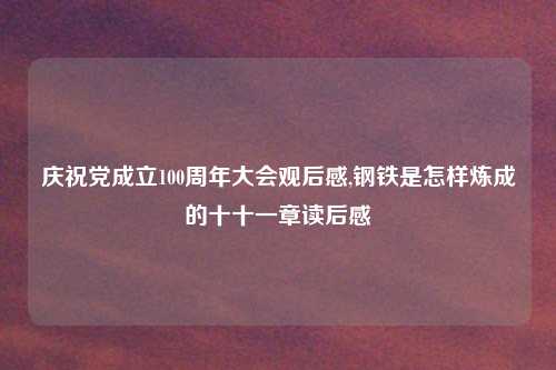 庆祝党成立100周年大会观后感,钢铁是怎样炼成的十十一章读后感