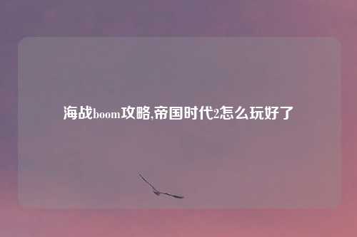 海战boom攻略,帝国时代2怎么玩好了