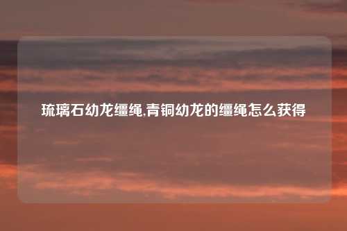 琉璃石幼龙缰绳,青铜幼龙的缰绳怎么获得