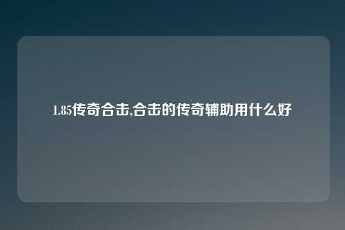 1.85传奇合击,合击的传奇辅助用什么好