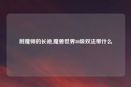 附魔师的长袍,魔兽世界80级双法带什么