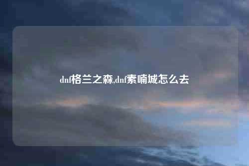 dnf格兰之森,dnf素喃城怎么去