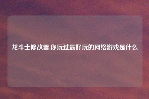 龙斗士修改器,你玩过最好玩的网络游戏是什么