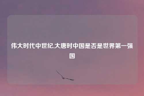 伟大时代中世纪,大唐时中国是否是世界第一强国