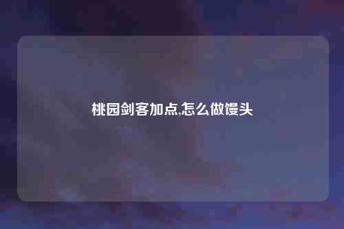 桃园剑客加点,怎么做馒头