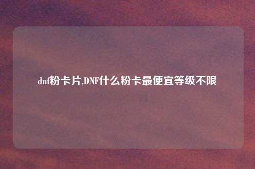 dnf粉卡片,DNF什么粉卡最便宜等级不限