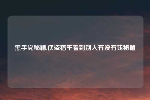 黑手党秘籍,侠盗猎车看到别人有没有钱秘籍