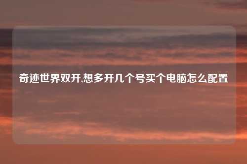 奇迹世界双开,想多开几个号买个电脑怎么配置