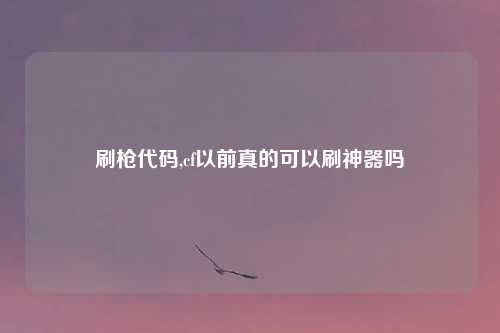 刷枪代码,cf以前真的可以刷神器吗
