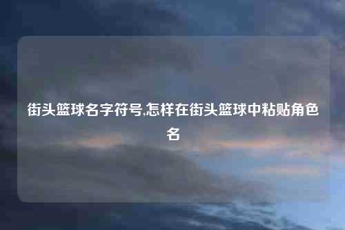 街头篮球名字符号,怎样在街头篮球中粘贴角色名