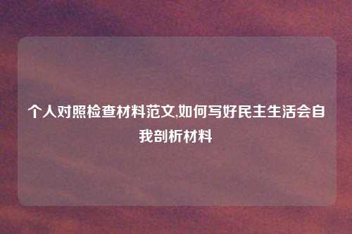 个人对照检查材料范文,如何写好民主生活会自我剖析材料
