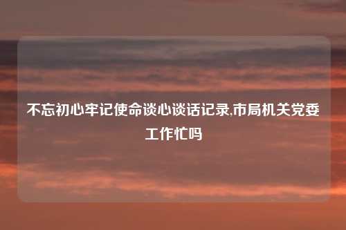 不忘初心牢记使命谈心谈话记录,市局机关党委工作忙吗