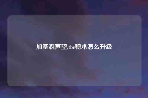 加基森声望,tbc骑术怎么升级