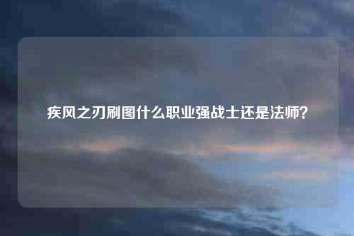 疾风之刃刷图什么职业强战士还是法师？