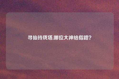 寻仙玲珑塔,哪位大神给指路？