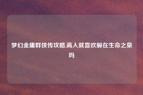 梦幻金庸群侠传攻略,高人就喜欢躲在生命之泉吗