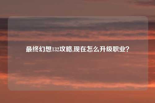 最终幻想132攻略,现在怎么升级职业？