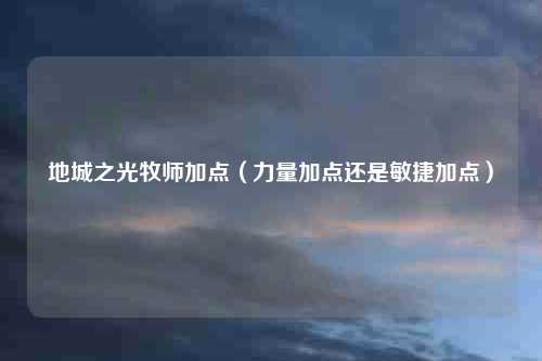 地城之光牧师加点（力量加点还是敏捷加点）