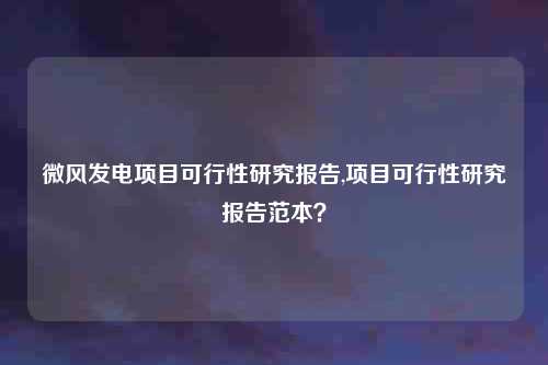 微风发电项目可行性研究报告,项目可行性研究报告范本？
