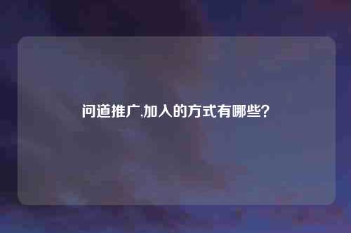 问道推广,加入的方式有哪些？
