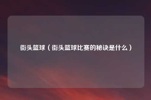 街头篮球（街头篮球比赛的秘诀是什么）