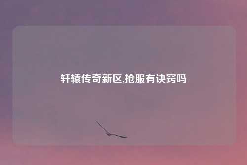 轩辕传奇新区,抢服有诀窍吗
