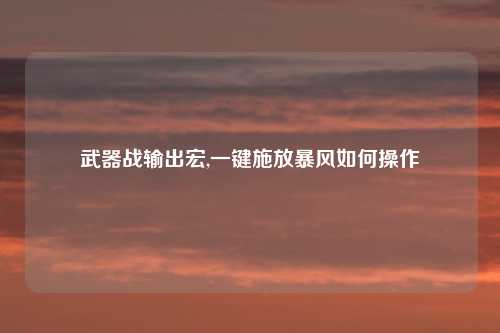 武器战输出宏,一键施放暴风如何操作
