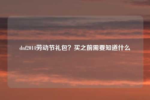 dnf2014劳动节礼包？买之前需要知道什么