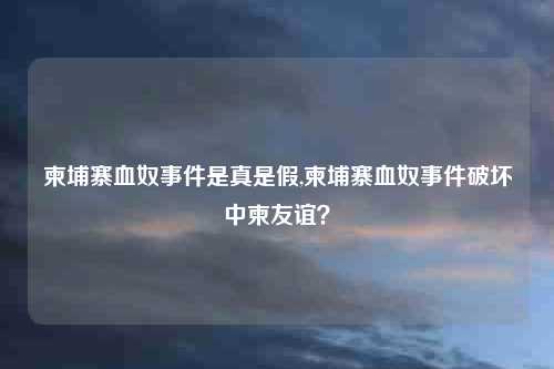 柬埔寨血奴事件是真是假,柬埔寨血奴事件破坏中柬友谊？