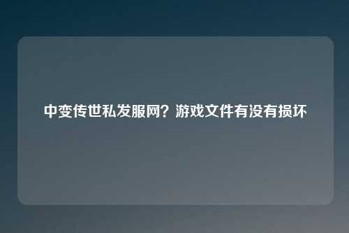 中变传世私发服网？游戏文件有没有损坏