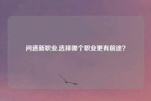 问道新职业,选择哪个职业更有前途？