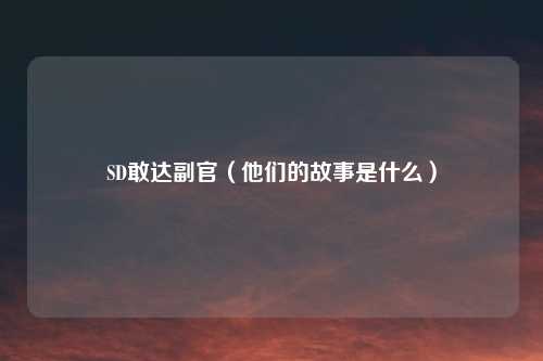 SD敢达副官(他们的故事是什么)